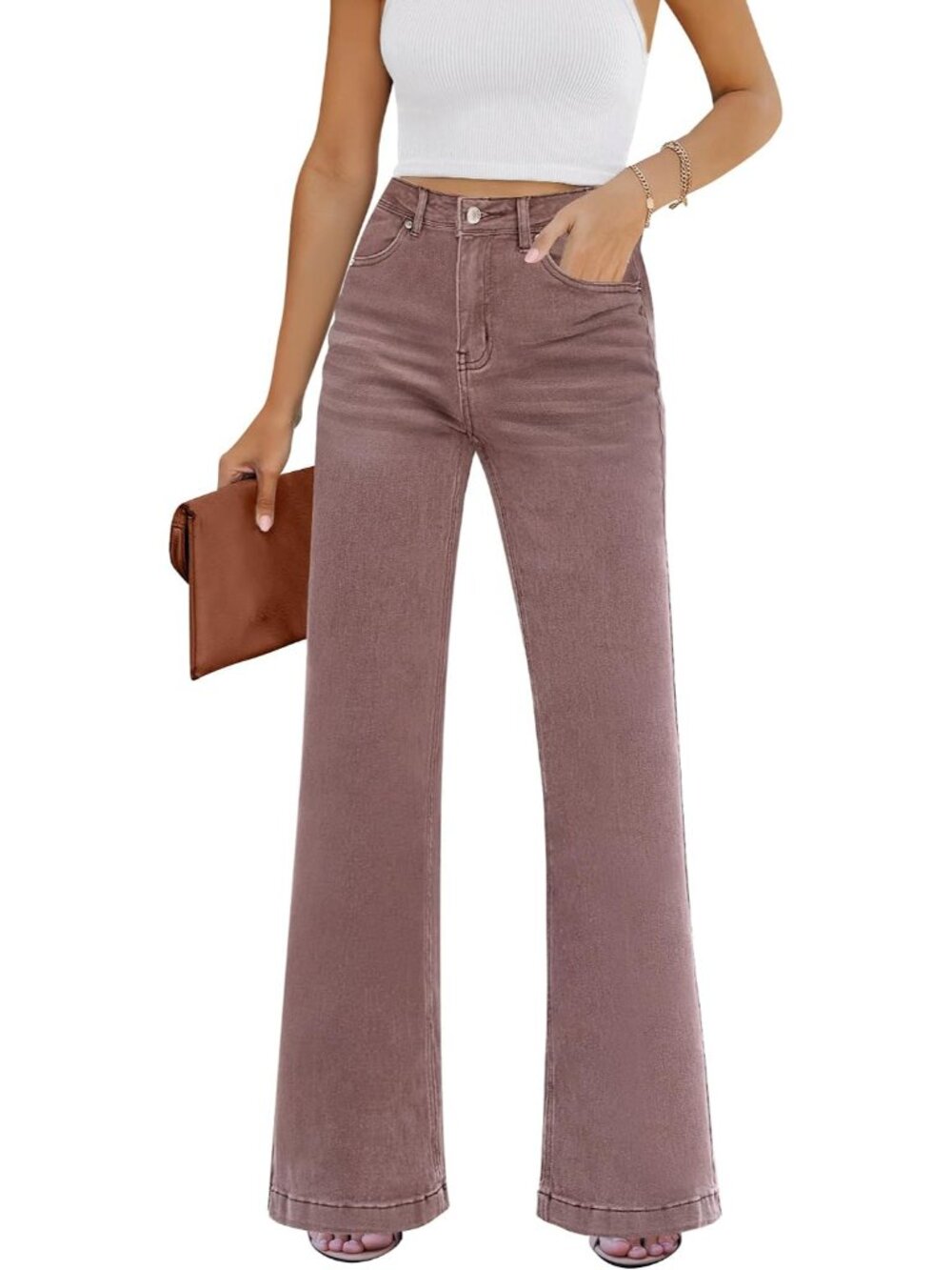 Flare Jeans for Women High Rise Wide Leg Baggy Stretchy Denim Pants